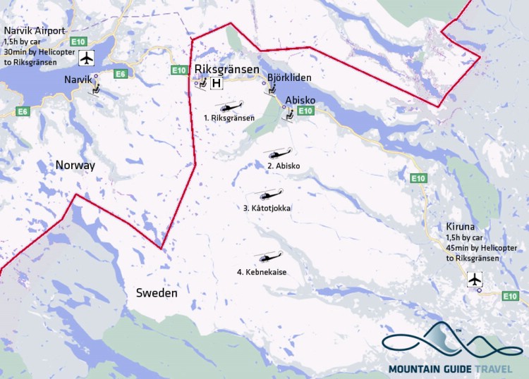 Vårt Heliskiområde är 5000kvadratkilometer. Totalt över 100 olika berg och flera hundra olika åk. Foto: Andreas Bengtsson